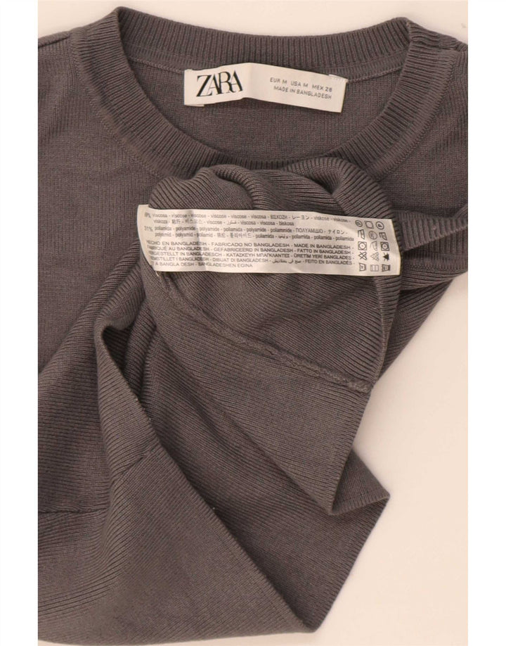 Top colete feminino Zara UK 12 viscose cinza médio