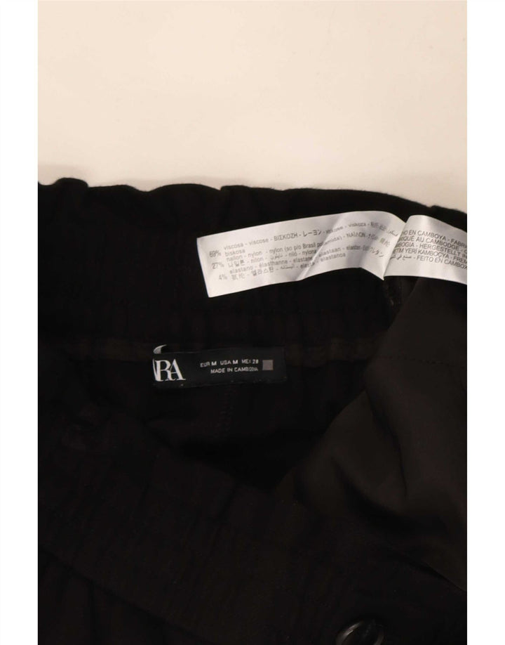Zara Calça feminina cortada com pegged médio W28 L23 preta viscose