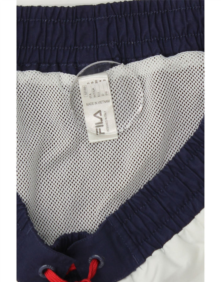 Shorts de natação masculino Fila pequeno poliéster colorblock azul marinho