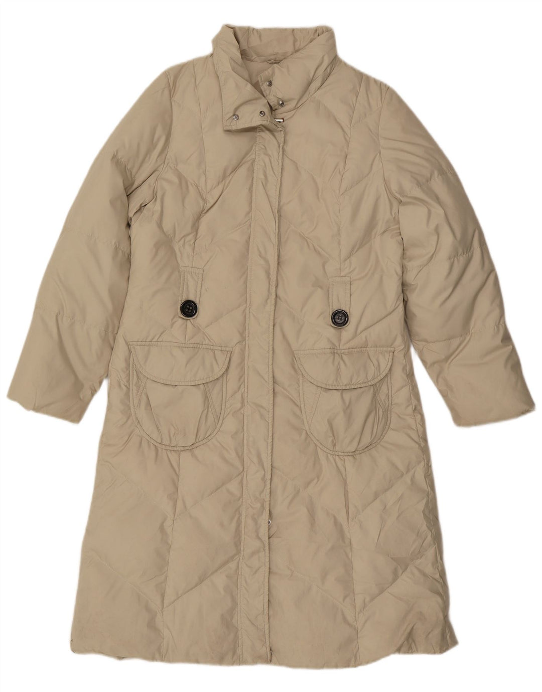 Casaco acolchoado feminino MARKS & SPENCER UK 16 grande poliéster bege