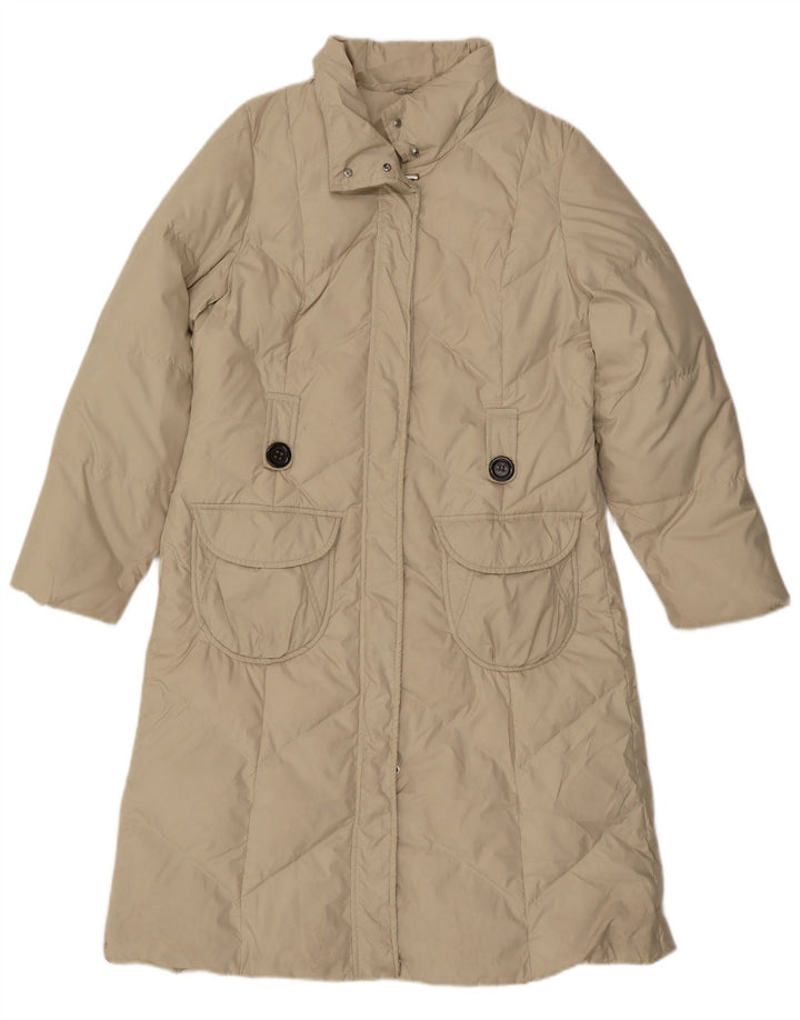 Casaco acolchoado feminino MARKS & SPENCER UK 16 grande poliéster bege