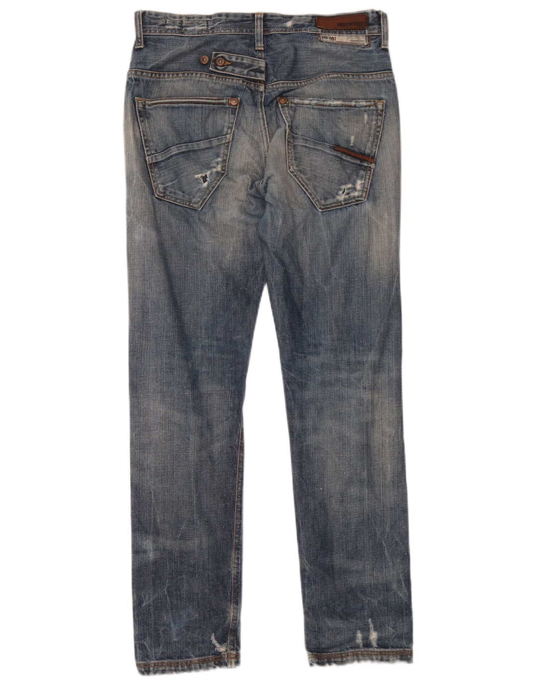 Meltin' Pot Jeans masculino desgastado slim W28 L32 algodão azul
