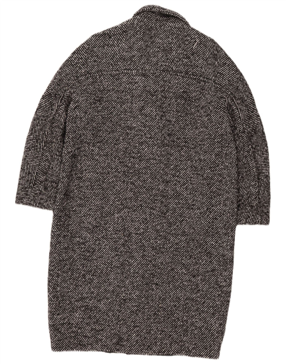 Sobretudo feminino Zara manga 3/4 Reino Unido 14 algodão espinha de peixe preto médio