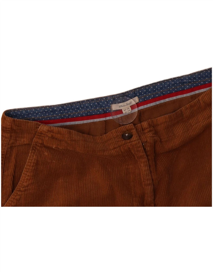 WHITE STUFF Calça feminina capri reta de veludo cotelê UK 18 XL W40 L22 marrom