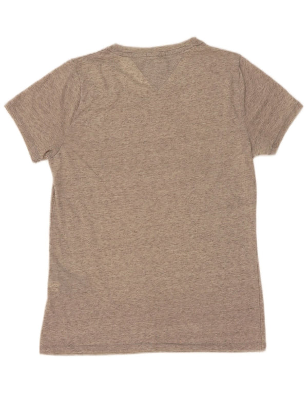 Tommy Hilfiger Camiseta feminina gráfica Top UK 10 Pequeno cinza manchado