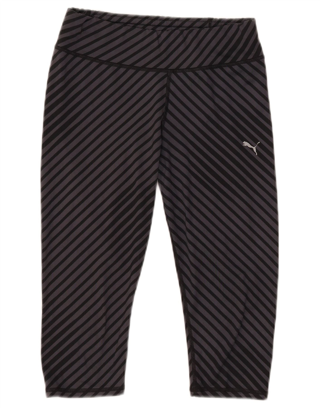 Puma Womens Capri Leggings UK 12 Poliéster listrado cinza médio