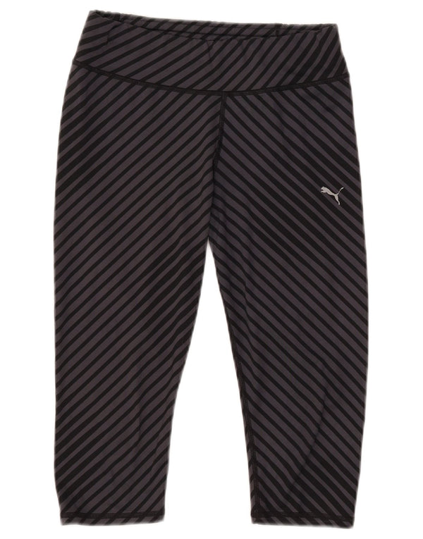 Puma Womens Capri Leggings UK 12 Poliéster listrado cinza médio