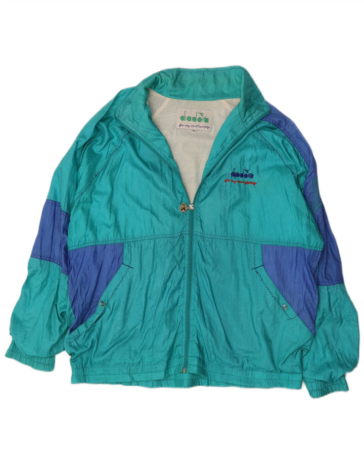 Diadora Mens Tracksuit Top Jacket XL Turquesa Colourblock Poliamida
