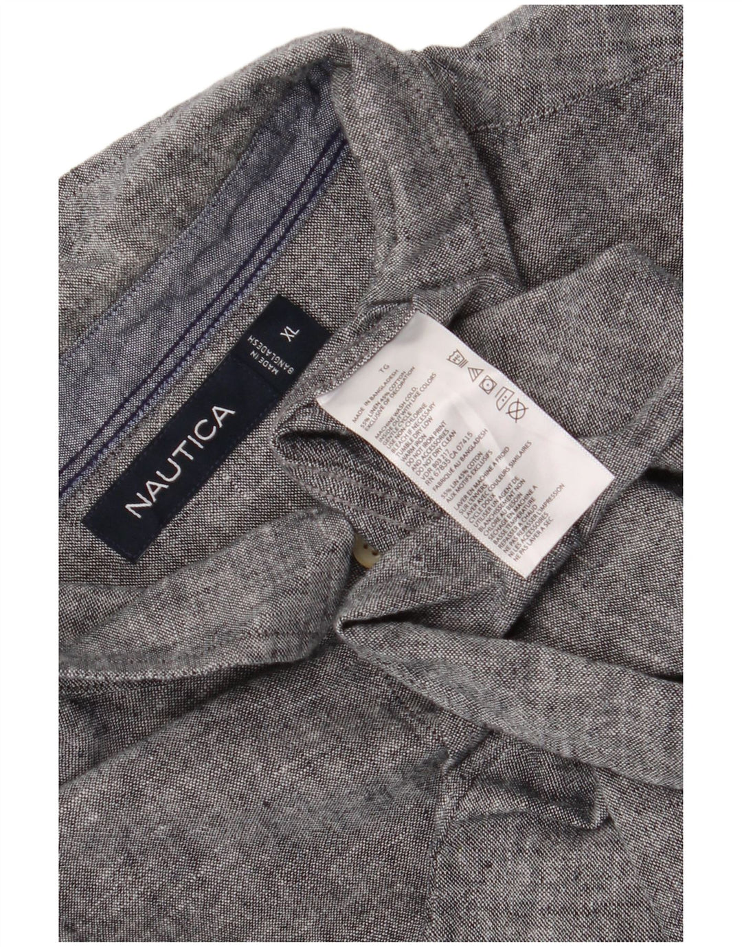 Camisa masculina Nautica XL linho manchado cinza