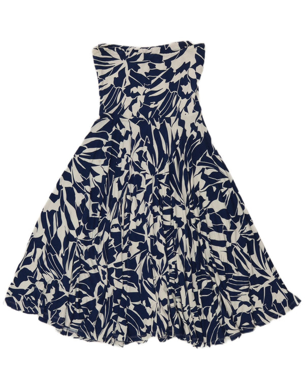Vestido feminino MINT VELVET sem alças Reino Unido 8 viscose floral azul pequeno