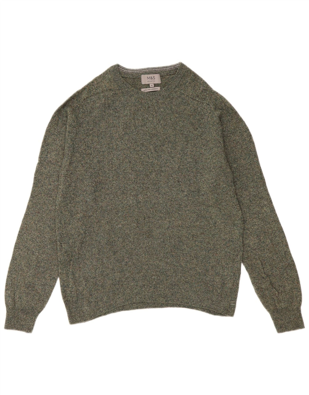 Suéter masculino Marks & Spencer com gola canoa verde médio manchado