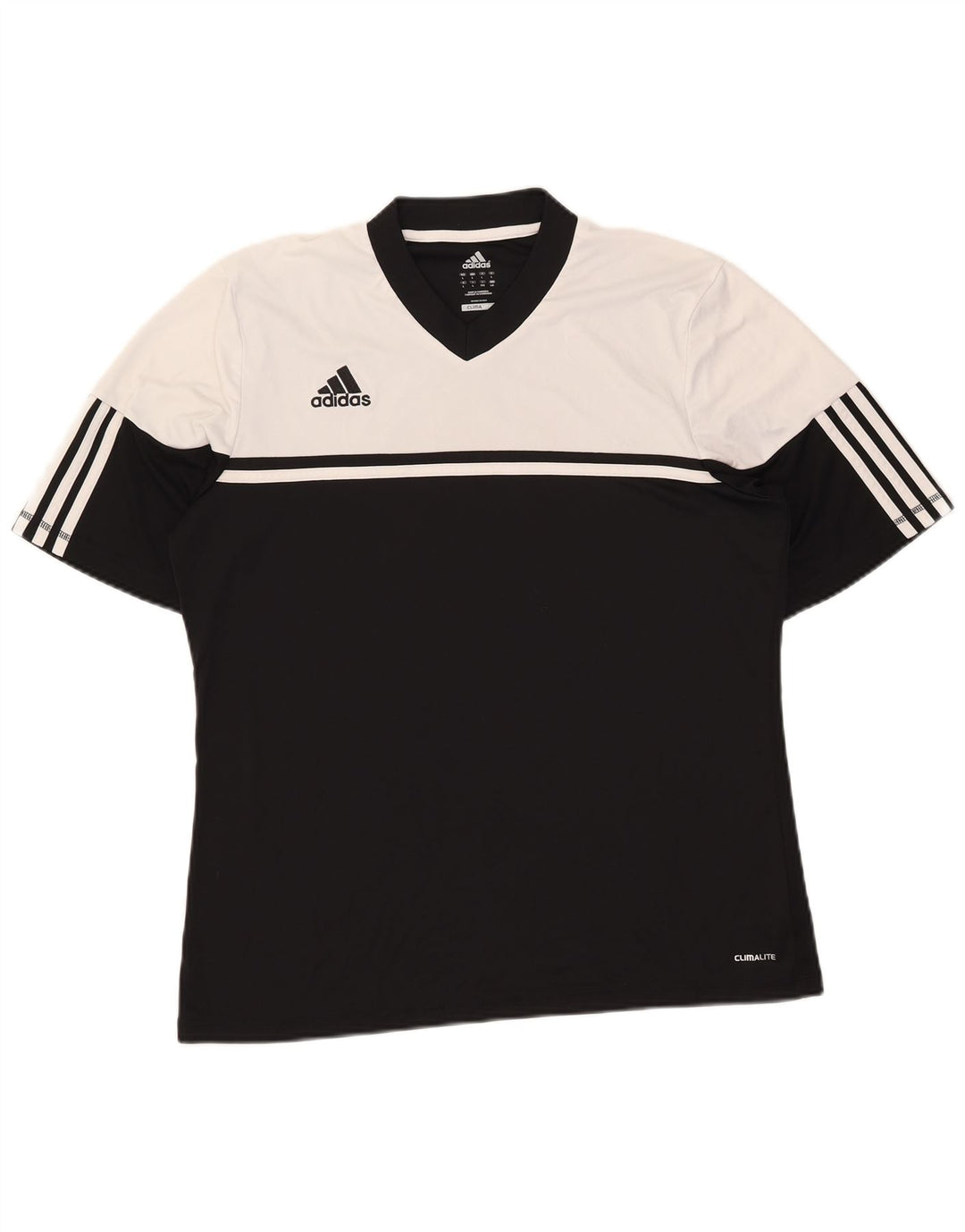 Adidas Mens Climalite Camiseta Top Grande Preto Colorblock Poliéster