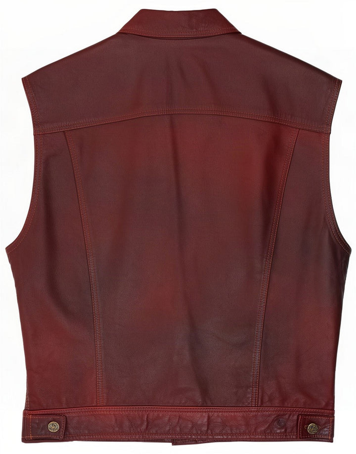 Conbipel Mens Leather Gilet UK 40 Grande Borgonha