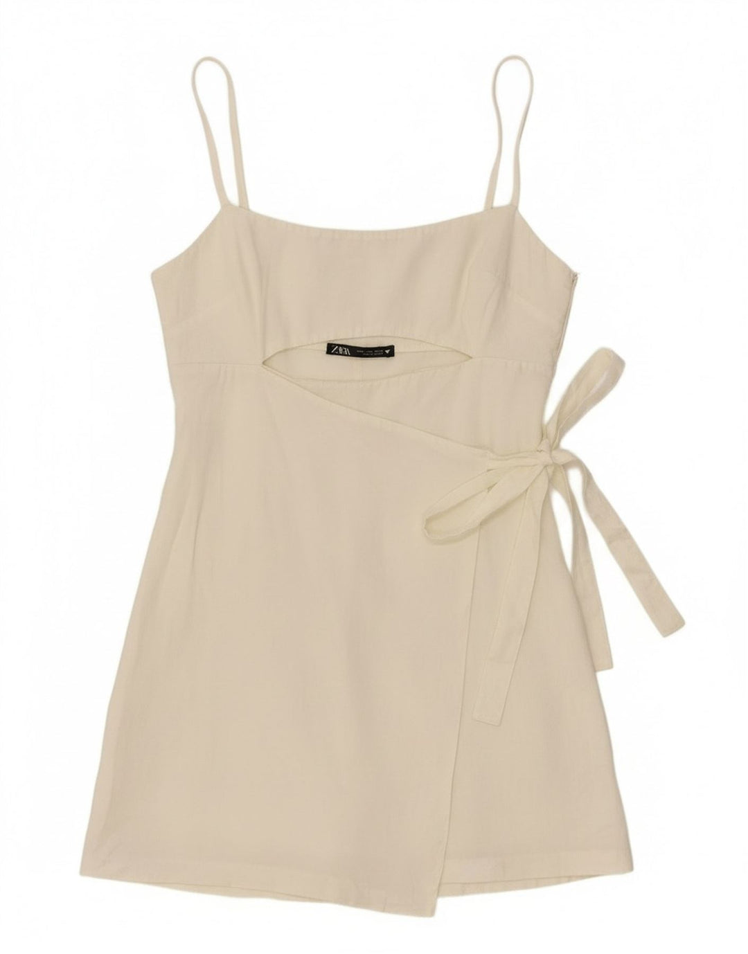 Túnica feminina Zara com gravata frontal UK 12 Lyocell branco médio