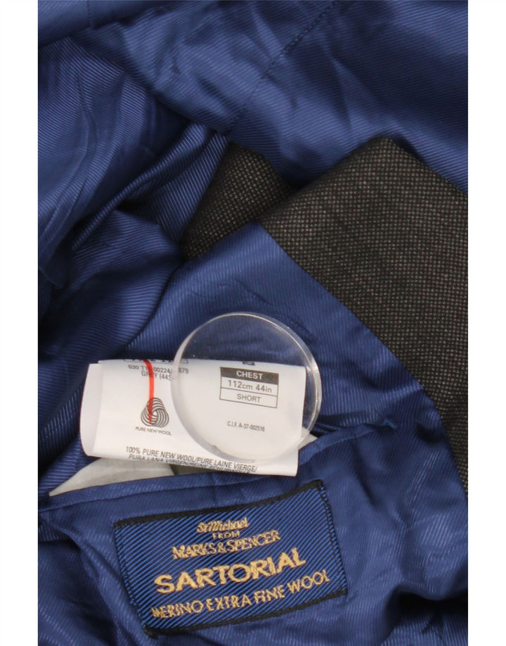 Jaqueta blazer masculina de 2 botões Marks & Spencer Reino Unido 44 2XL lã cinza