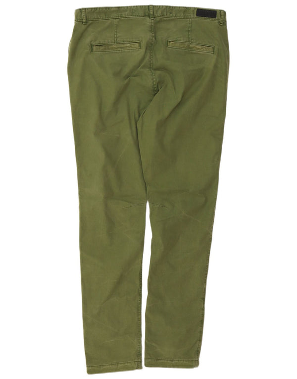 Superdry Mens Slim Chino Calças XL W38 L32 Algodão Verde
