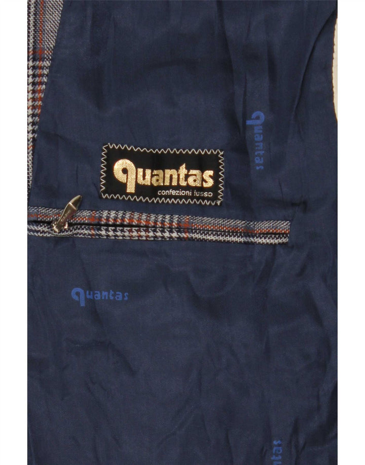 Jaqueta Blazer Longline Feminina Quantas UK 14 Médio Azul Houndstooth