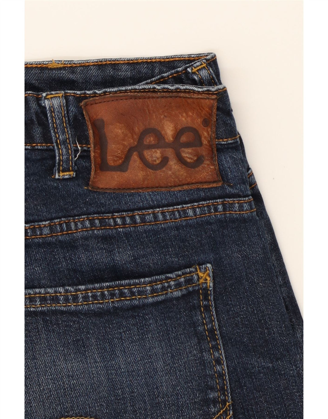 Calça jeans feminina LEE Powell Straight W34 L30 azul marinho algodão