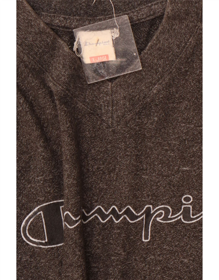 CAMPEÃO Camiseta masculina gráfica Top XL cinza colorblock algodão