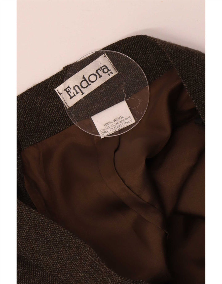Saia maxi feminina Endora Reino Unido 14 médio W30 lã marrom