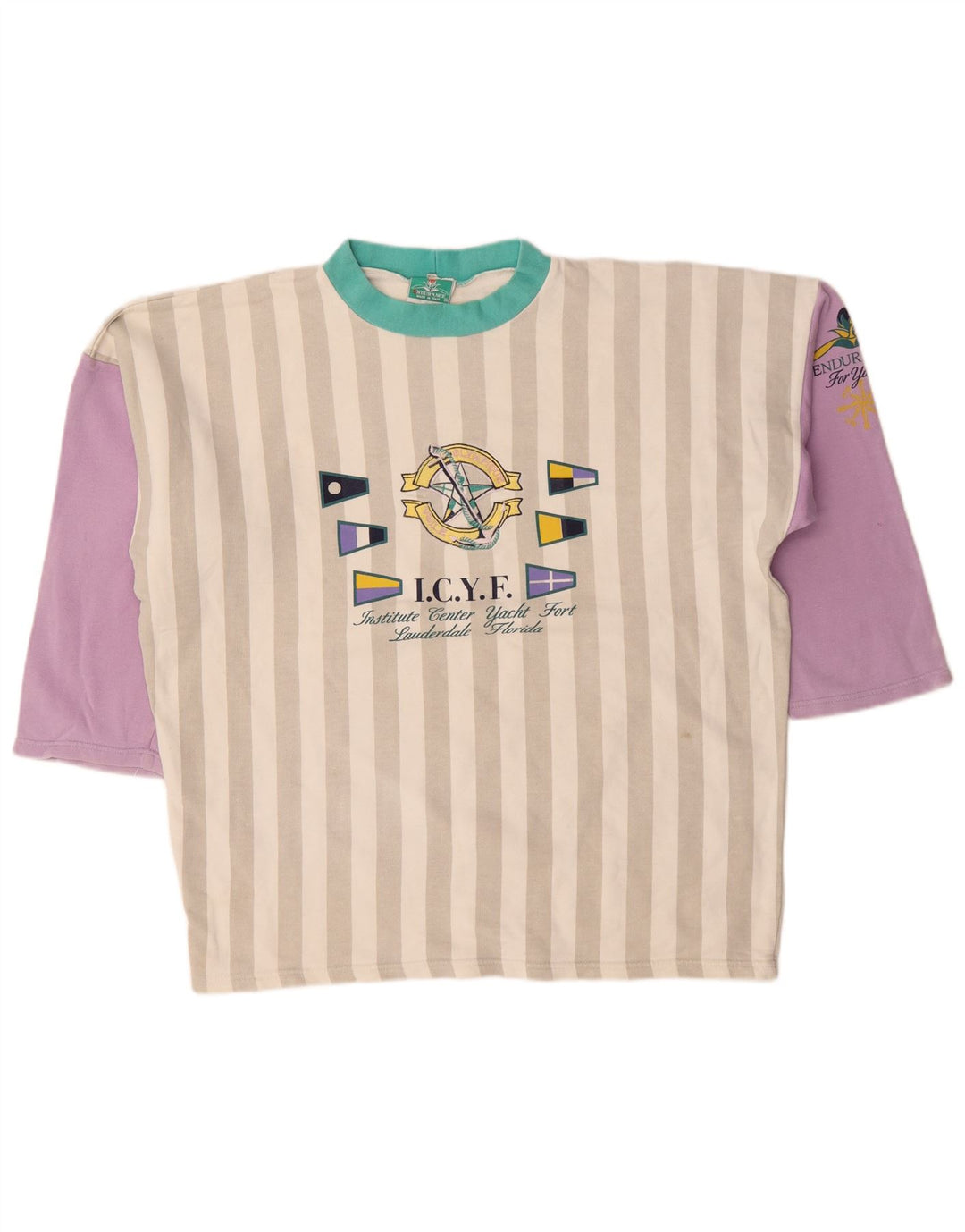 Top gráfico feminino Endurance manga comprida UK 18 XL listrado multicolorido