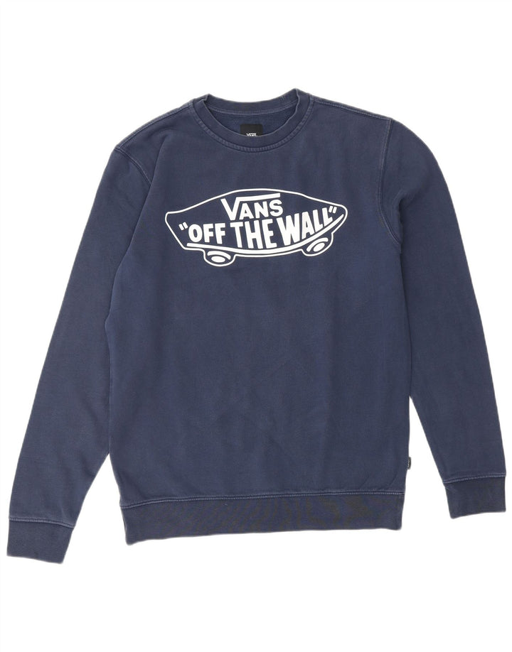 VANS masculino gráfico moletom jumper pequeno azul marinho algodão