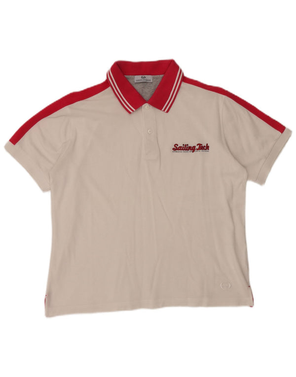 SERGIO TACCHINI Camisa polo masculina grande de algodão colorido branco