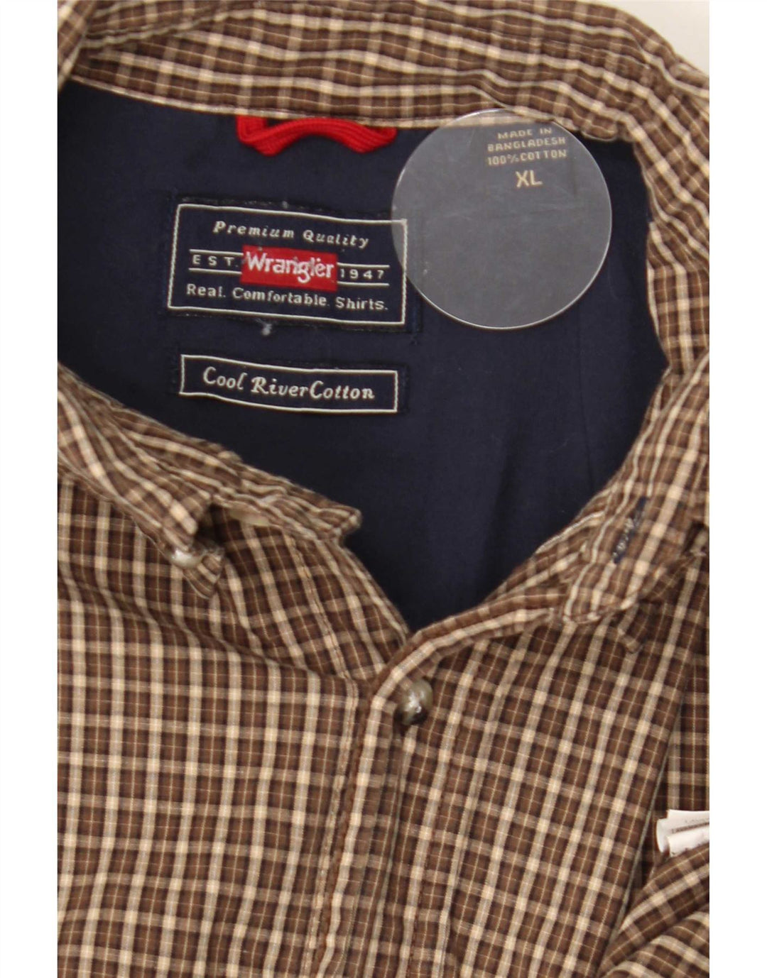 Camisa masculina Wrangler XL marrom xadrez algodão