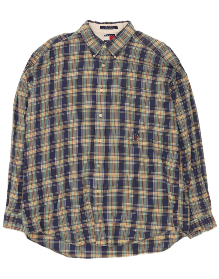Camisa masculina Tommy Hilfiger XL azul xadrez algodão