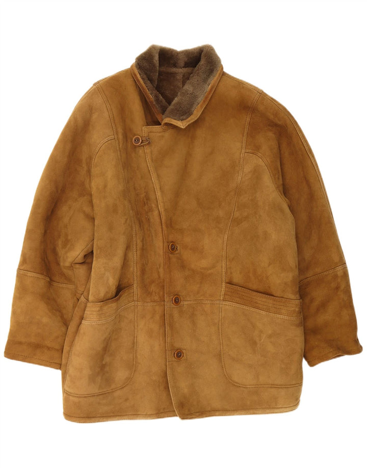 Sobretudo masculino vintage de shearling IT 54 2XL Bege Shearling