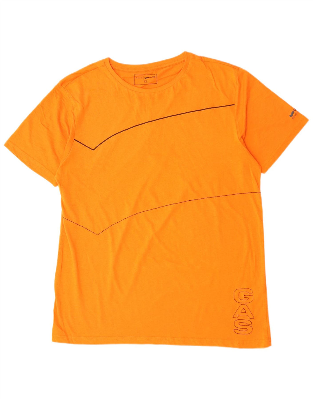 Camiseta gráfica masculina GAS Top XL algodão laranja