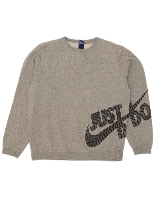 Moletom gráfico masculino Nike Jumper grande algodão manchado cinza