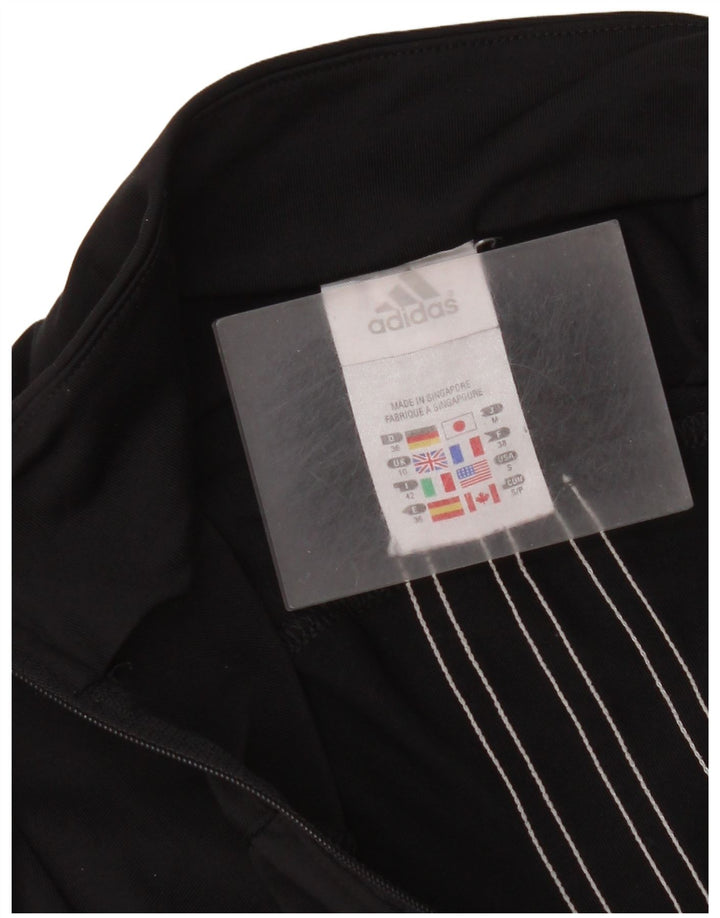 Adidas Womens Crop Tracksuit Top Jacket UK 10 Pequeno Poliéster Preto