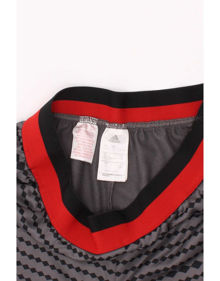 Shorts esportivos masculinos Adidas 13-14 anos cinza geométrico poliéster