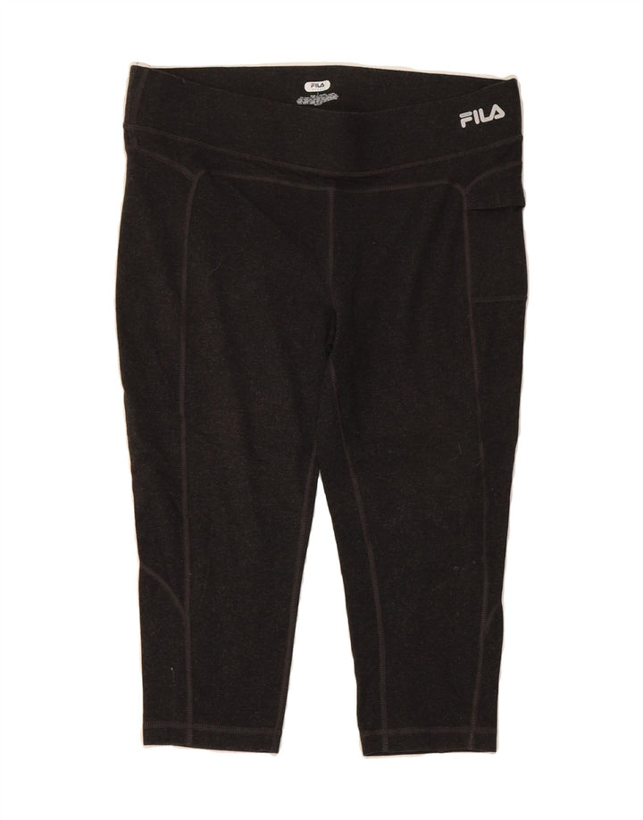 FILA Womens Capri Leggings UK 16 Large  Black Cotton Vintage Fila and Second-Hand Fila from Messina Hembry 