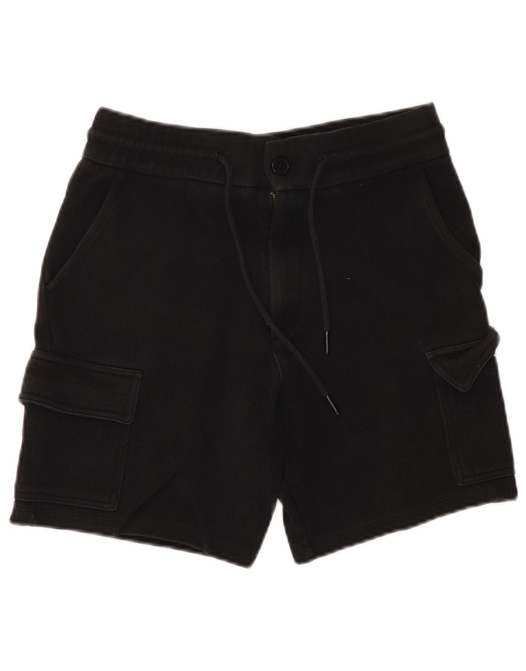 Zara Mens Cargo Shorts Pequeno W30 Algodão Preto