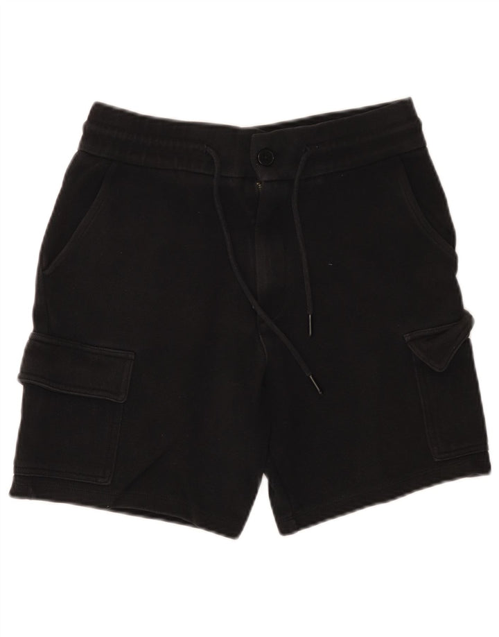 Zara Mens Cargo Shorts Pequeno W30 Algodão Preto