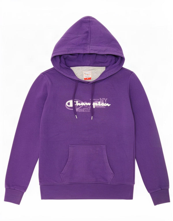 Jumper com capuz gráfico Champion feminino Heritage Fit UK 14 médio roxo