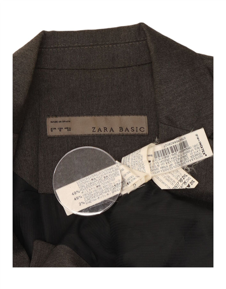 Jaqueta blazer feminina Zara com 1 botão UK 10 poliéster cinza pequeno