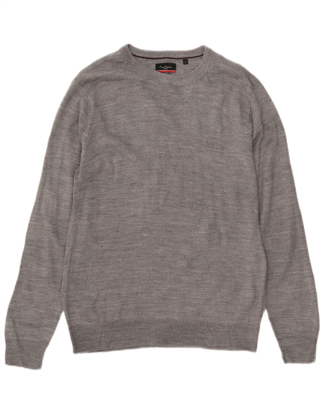 Suéter masculino Pierre Cardin com gola redonda grande acrílico cinza