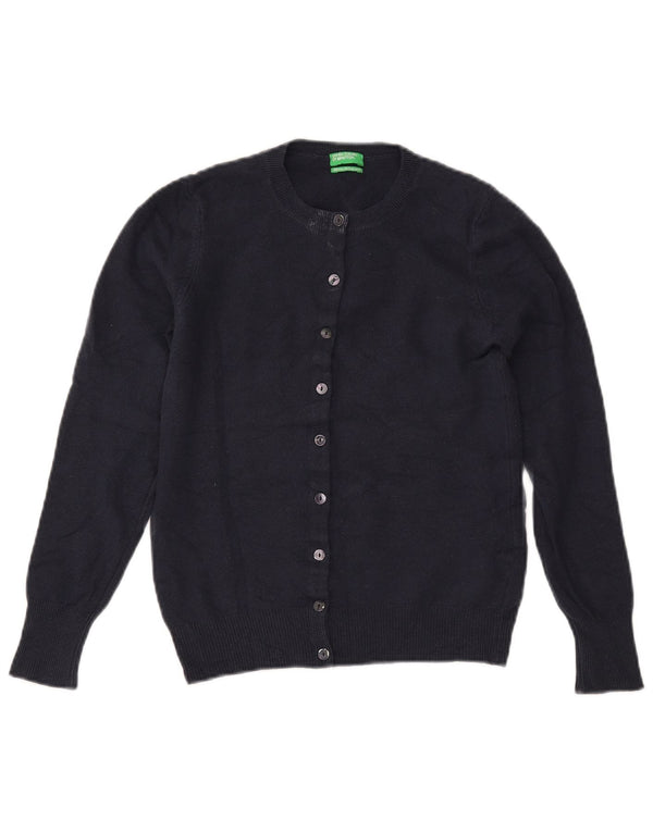 Suéter cardigã feminino BENETTON UK 6 XS azul marinho lã merino