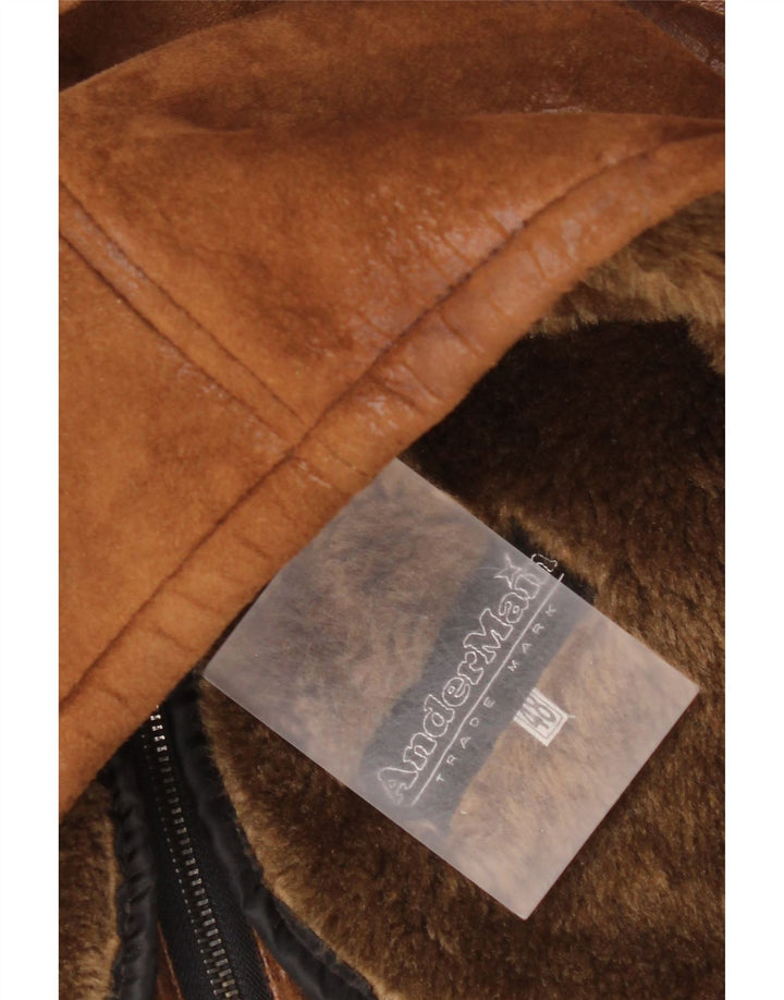 Jaqueta masculina vintage Shearling IT 48 marrom médio