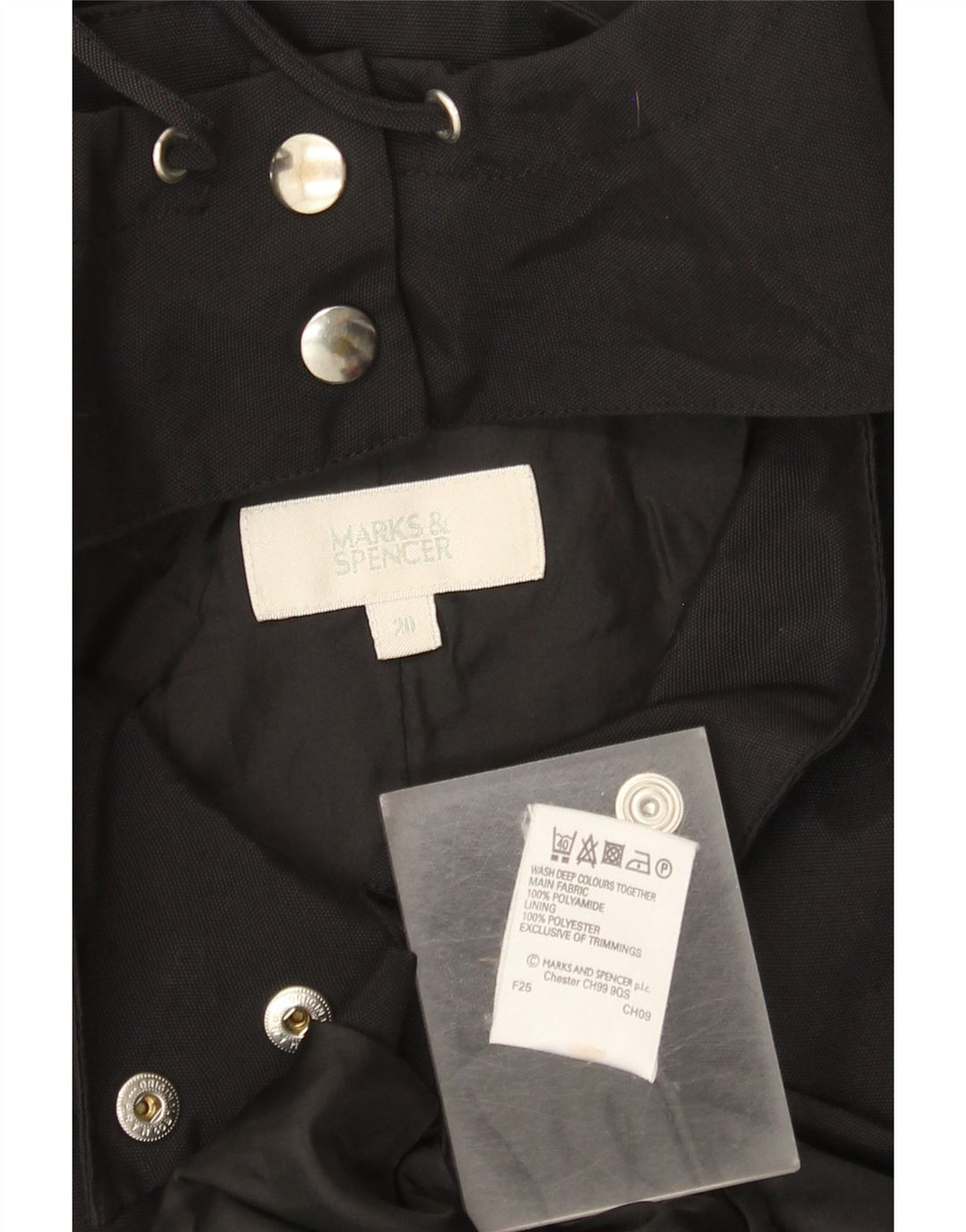 Jaqueta corta-vento feminina com capuz MARKS & SPENCER UK 20 2XL poliamida preta