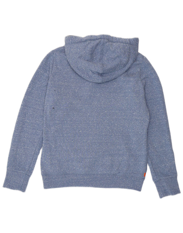 Jumper com capuz gráfico feminino SUPERDRY UK 12 poliéster azul médio