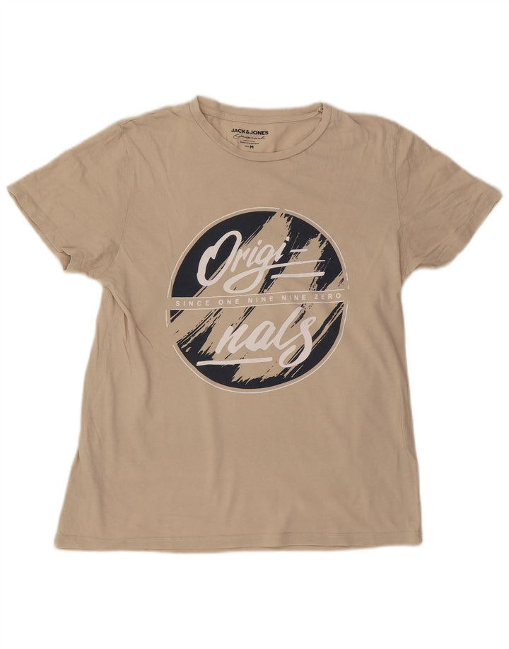 Camiseta gráfica masculina Jack & Jones Top médio bege