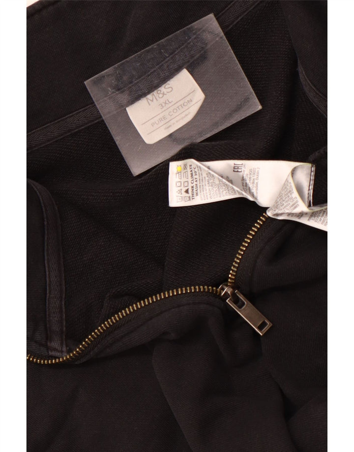 Suéter masculino Marks & Spencer com zíper e gola 3XL de algodão preto