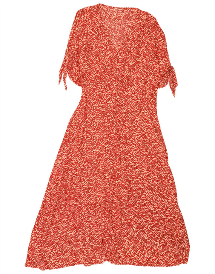 Vestido maxi feminino vintage EU 40 viscose floral vermelha média