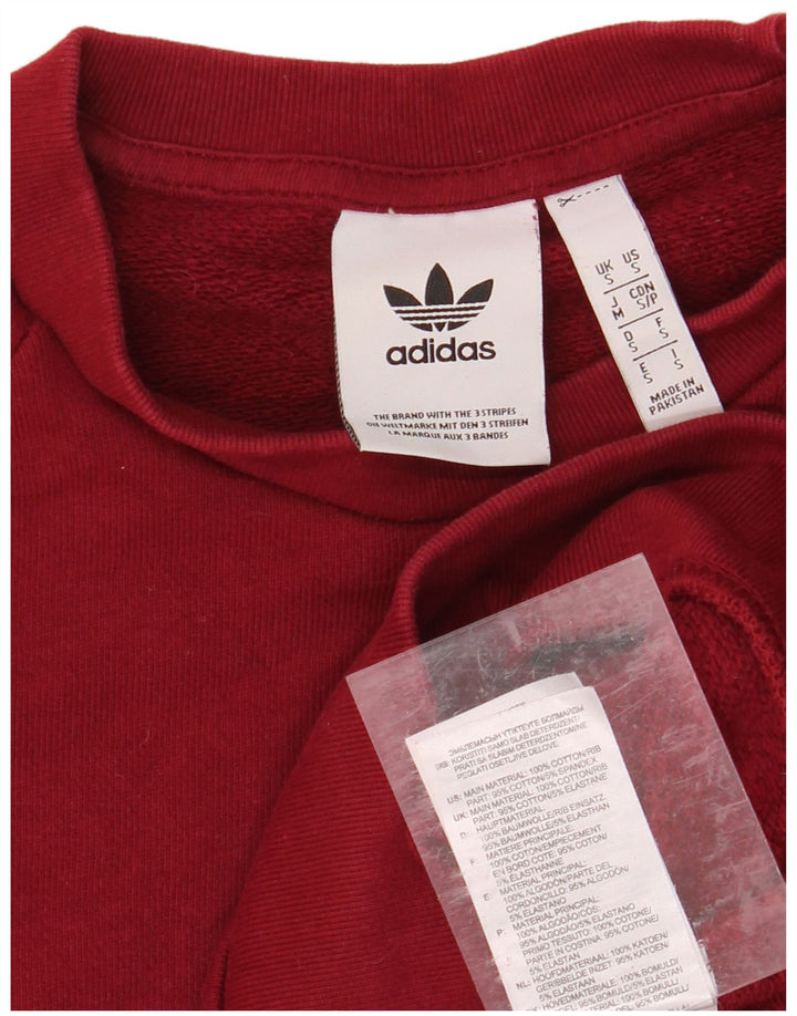 ADIDAS Mens Moletom Jumper Pequeno Algodão Borgonha