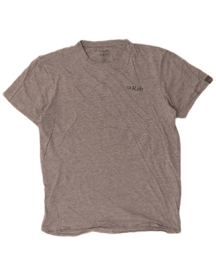 Camiseta masculina Rab com estampa gráfica cinza médio