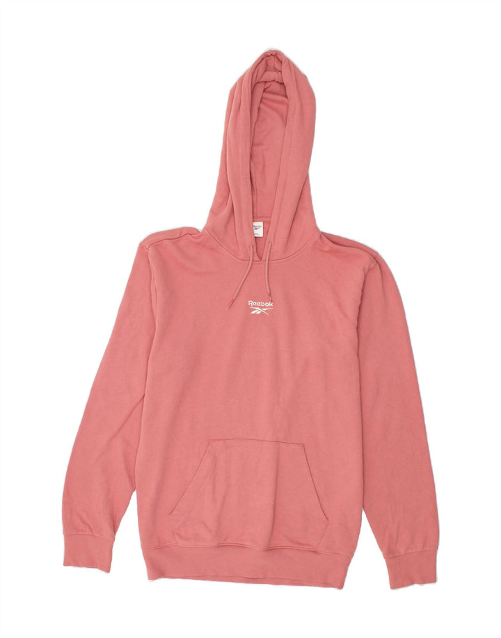 REEBOK Womens Oversized Hoodie Jumper UK 10 Small Pink Cotton Vintage Reebok and Second-Hand Reebok from Messina Hembry 
